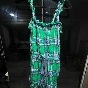 2 rompers !!!same style different colors of blue and Green Plaid